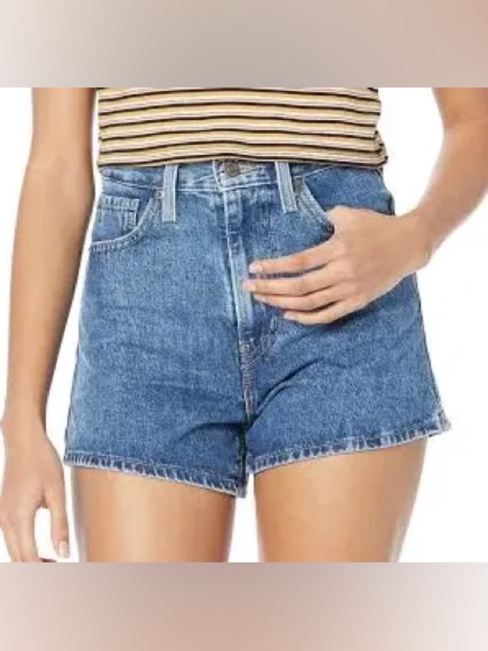 Levis High-Rise Blue Denim mom Shorts